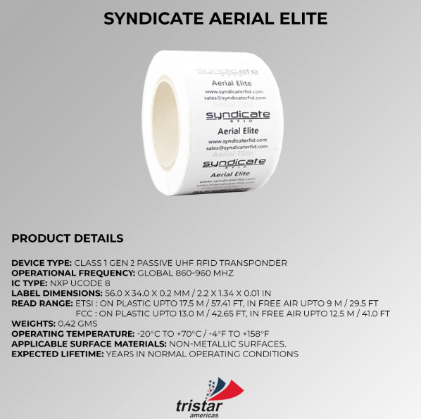 syndicate aerial elite tag Tristar Americas RFID, NFC, Beacons